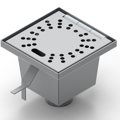  Stainless Steel Drain with Hinged Lid - 150x150x100mm