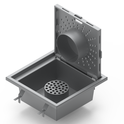 Stainless Steel Drain with Hinged Lid - 300x300x120mm